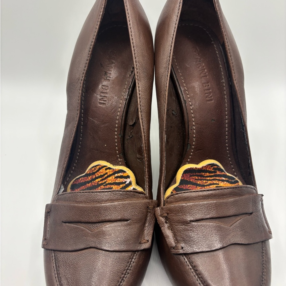 Giani Bernini Chocolate Brown Leather Heels 8M preowned
